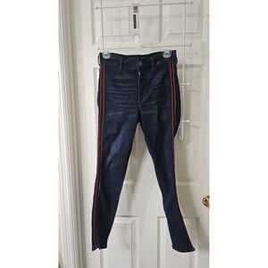 Express vintage cropped legging high rise jeans with Red Side Stripe size 2